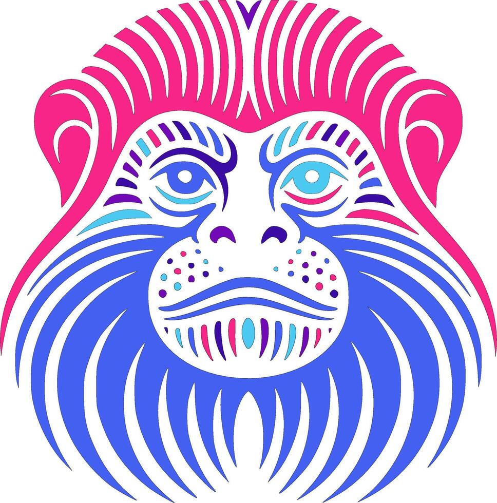 Ancient Tribal Emperor Tamarin Face Design vector