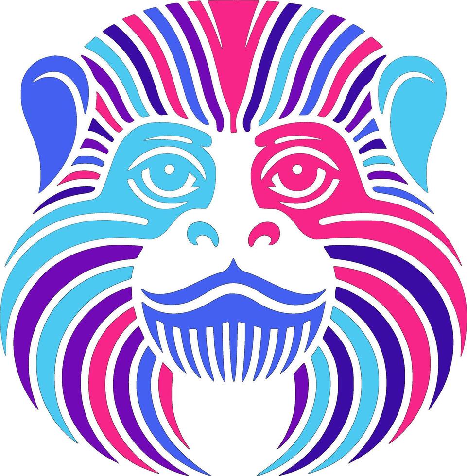 Iconic Tribal Emperor Tamarin Face Design vector