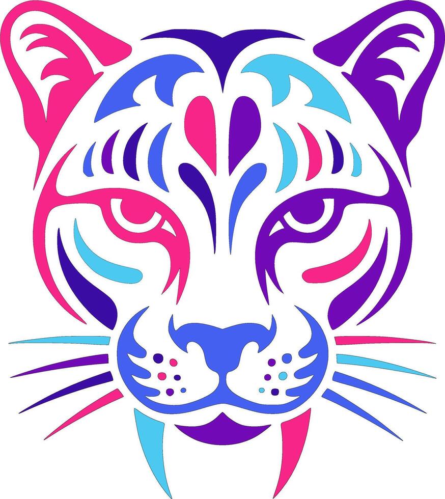 Neon Cougar Tribal Art Design. vector