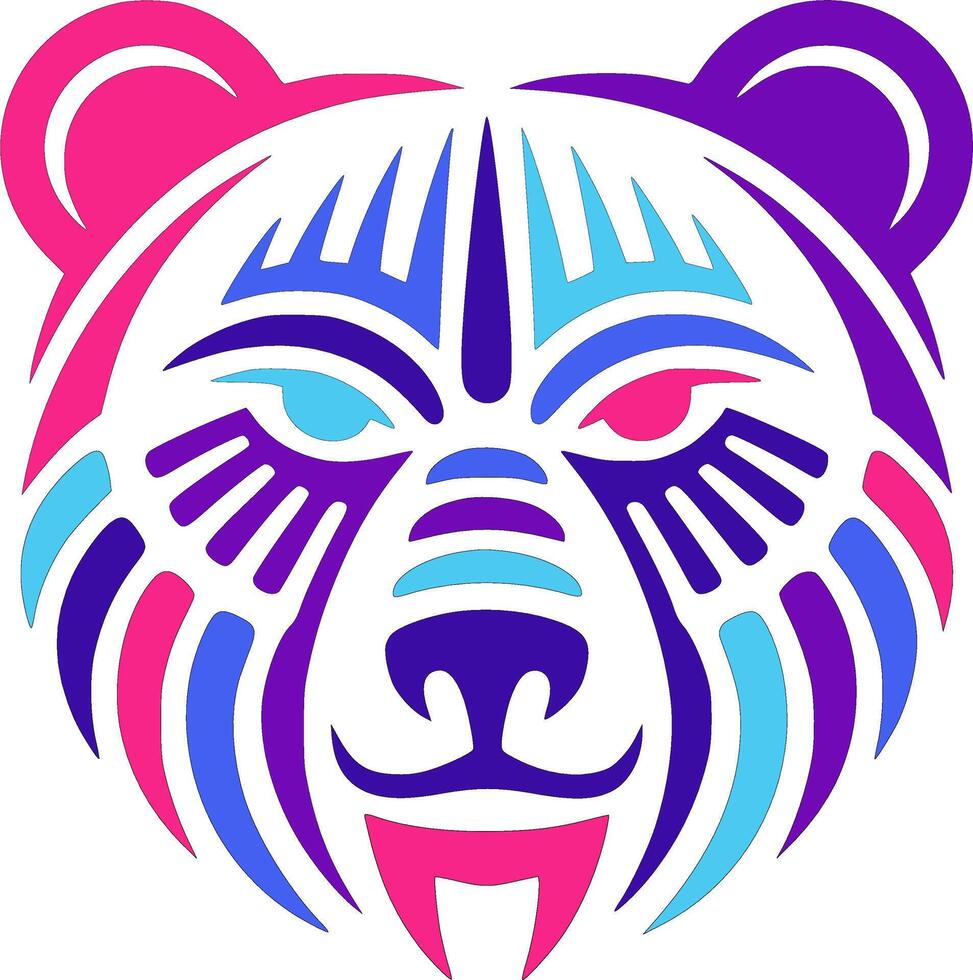 Ancient Asiatic Black Bear Face Design vector