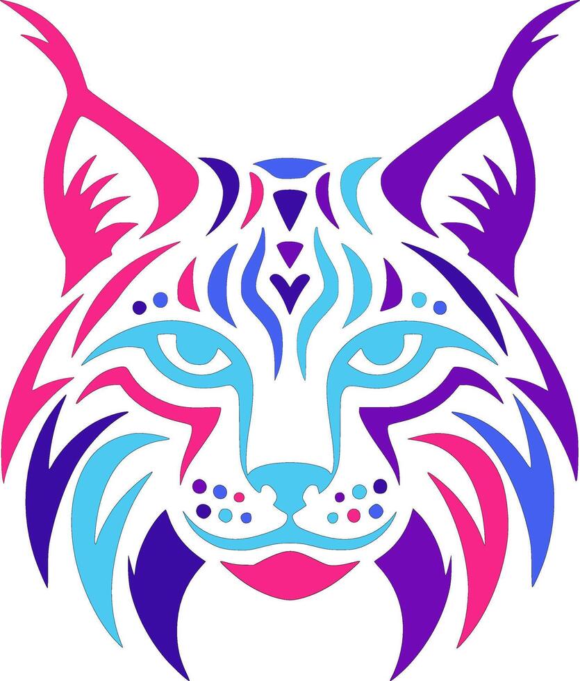 Neon Lynx Tribal Head Design Art vector