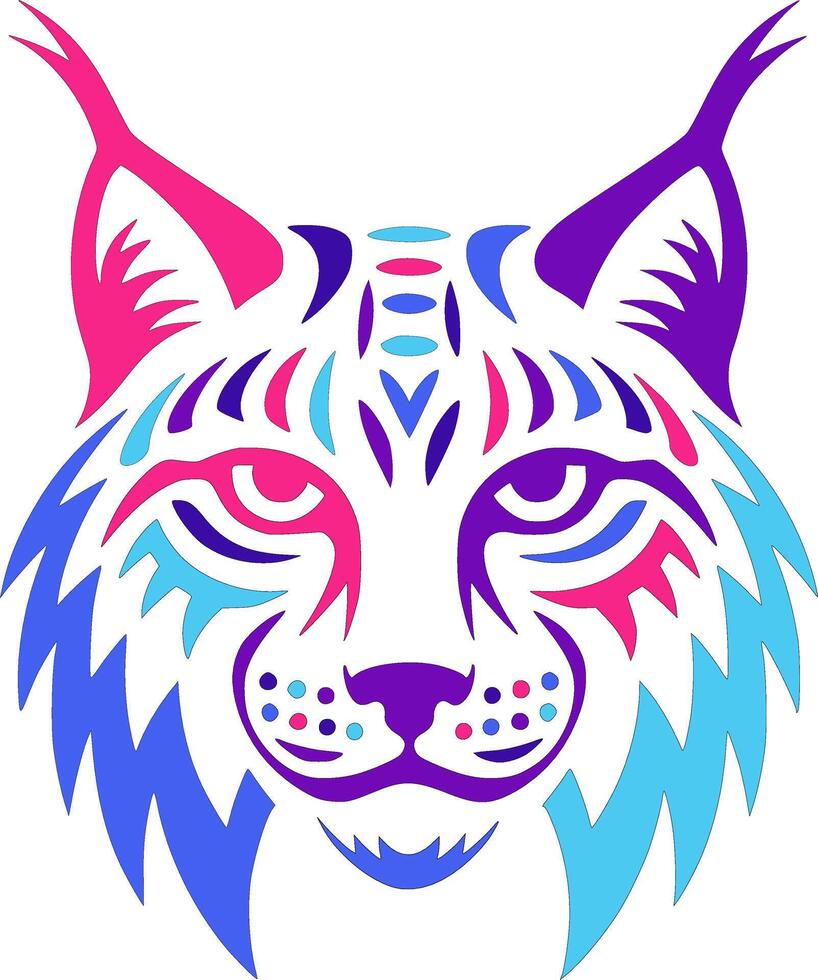 Neon Lynx Head Tribal vector