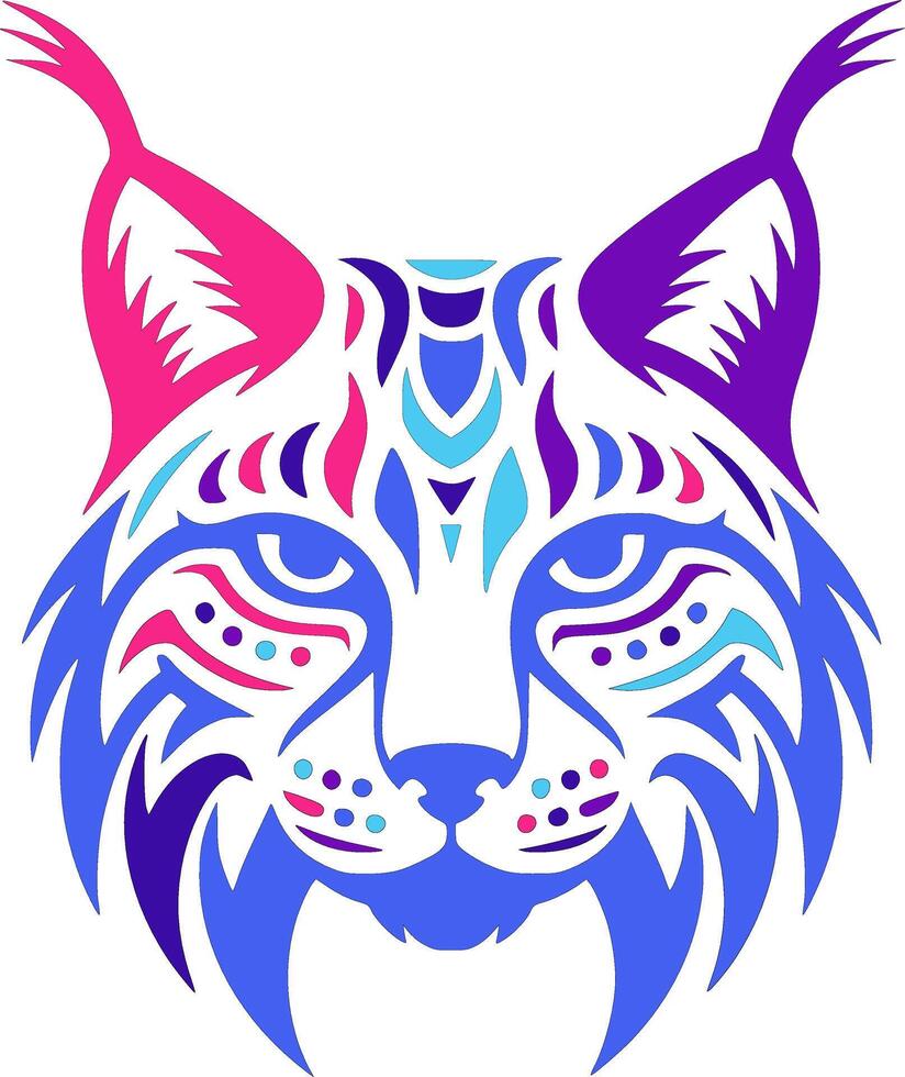 Neon Lynx Tribal Art Design. vector