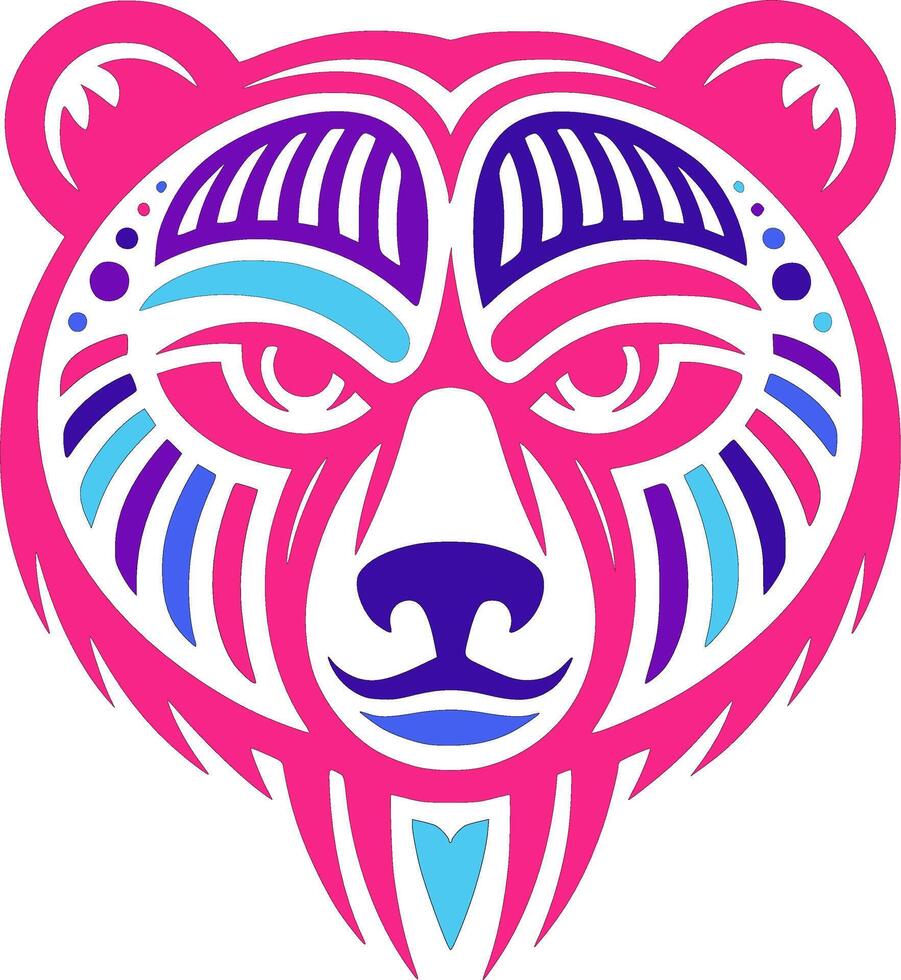 Mystical Asiatic Black Bear Face Design vector
