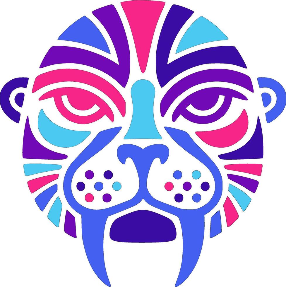 Iconic Tribal Sea Lion Face Design vector