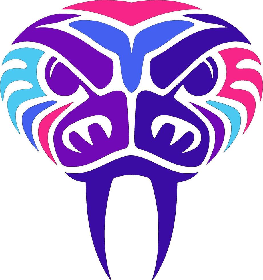 Decorated Tribal Coral Snake Face Design vector