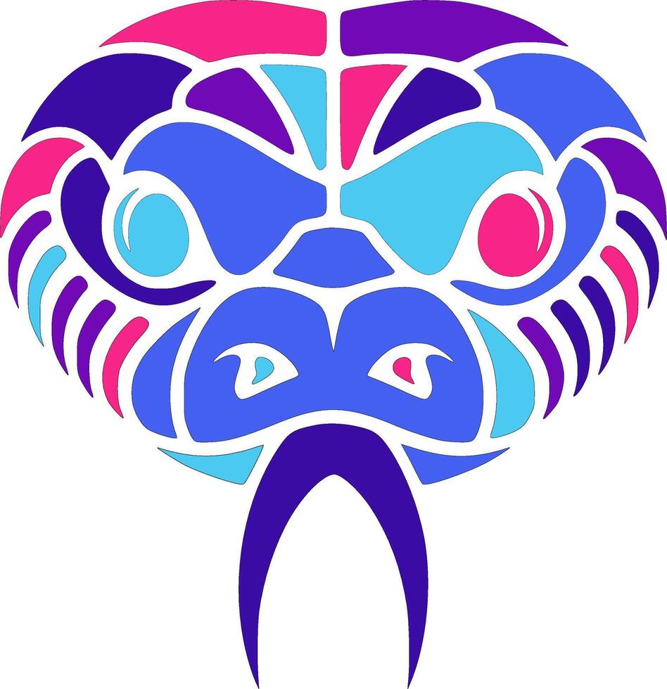 Elegant Tribal Coral Snake Face Design vector