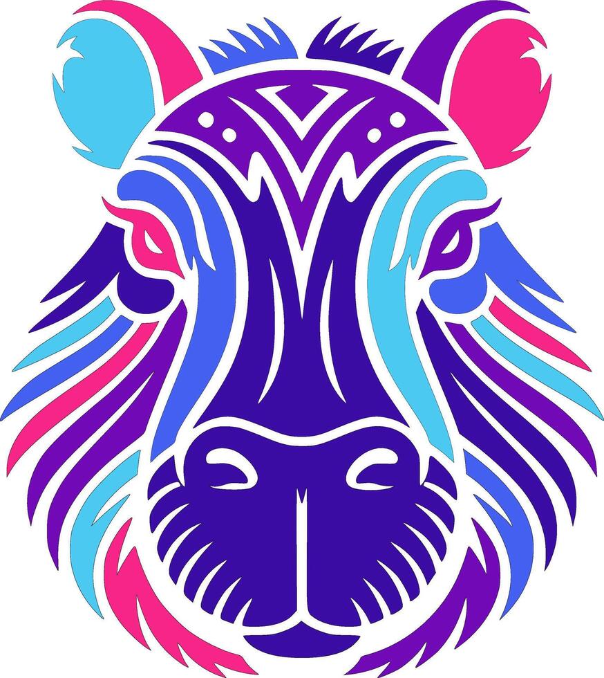 Mystical Stylized Tribal Capybara Face Design vector