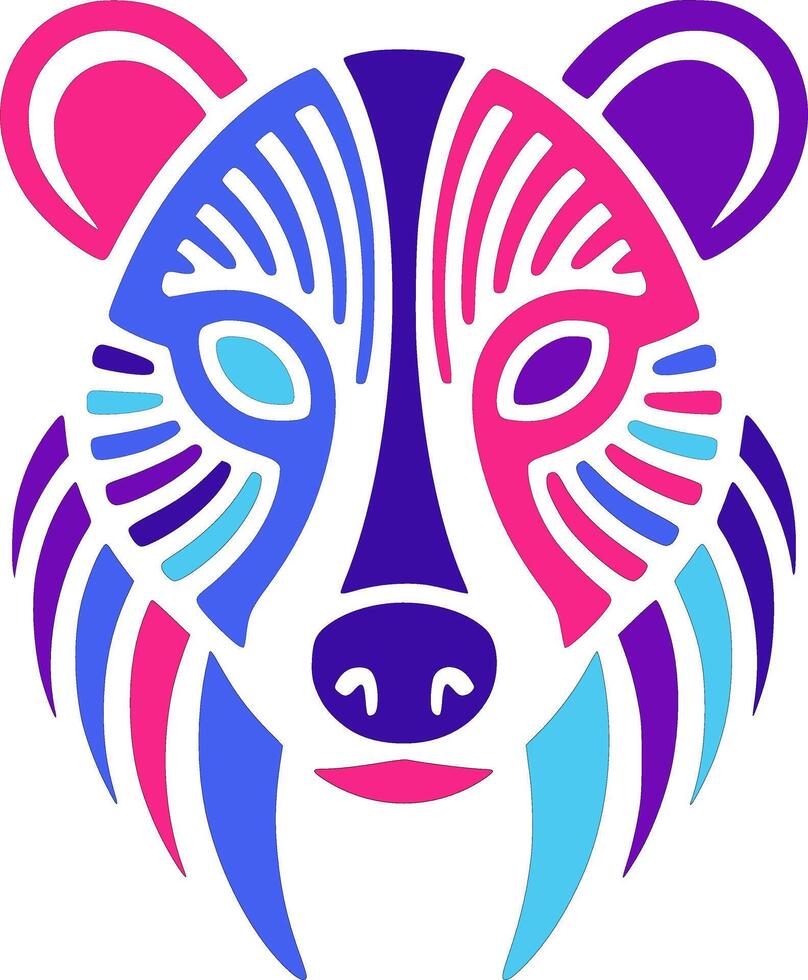 Decorated Stylized Tribal Coati Face Design vector