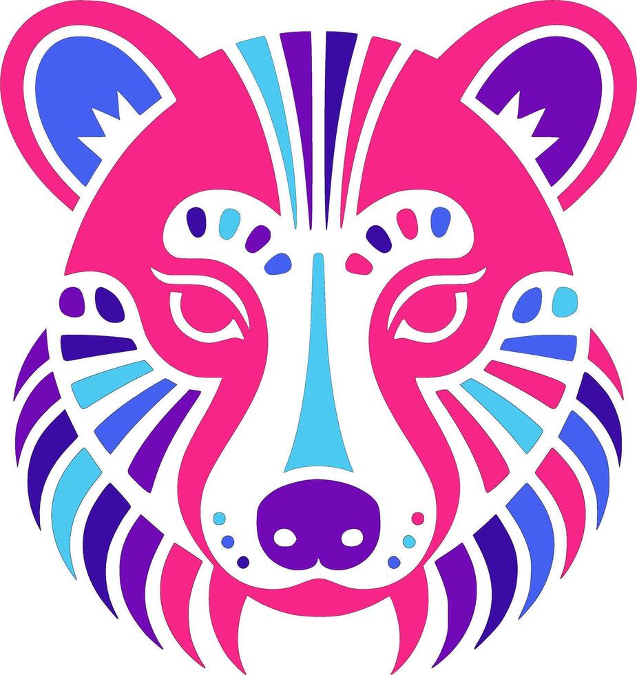 Fierce Stylized Tribal Coati Face Design vector
