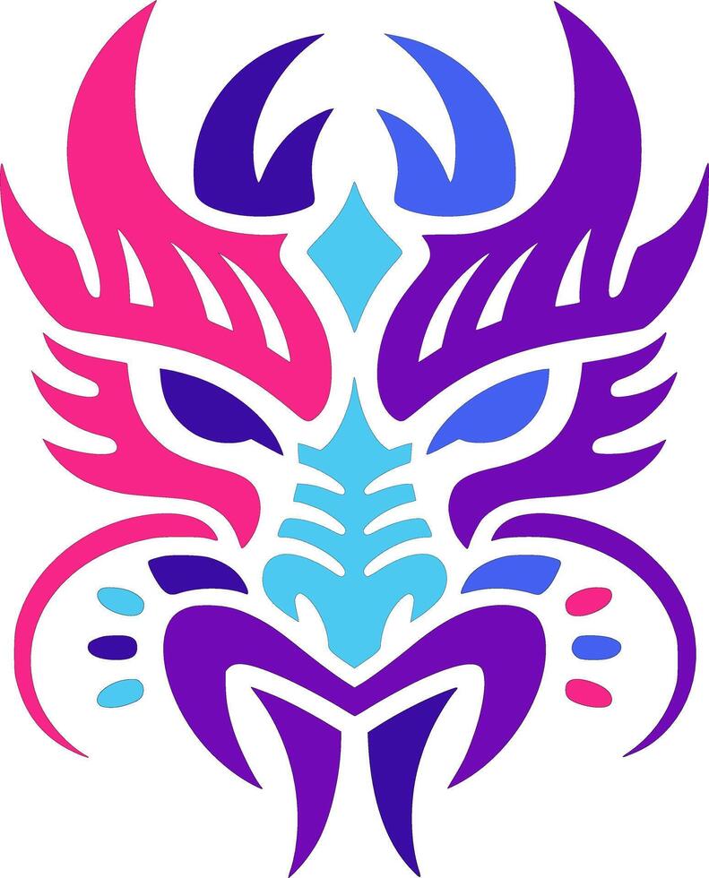 Elegant Tribal Flying Dragon Face Design vector