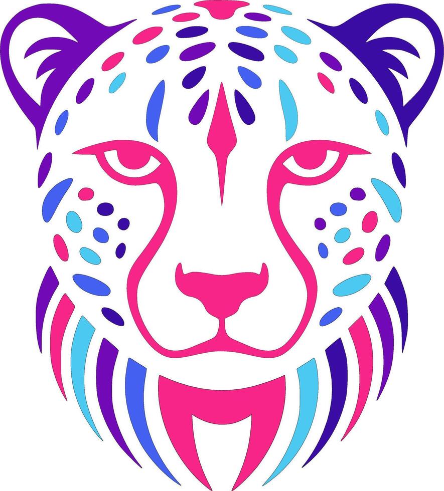 Neon Cheetah Head Artistic vector