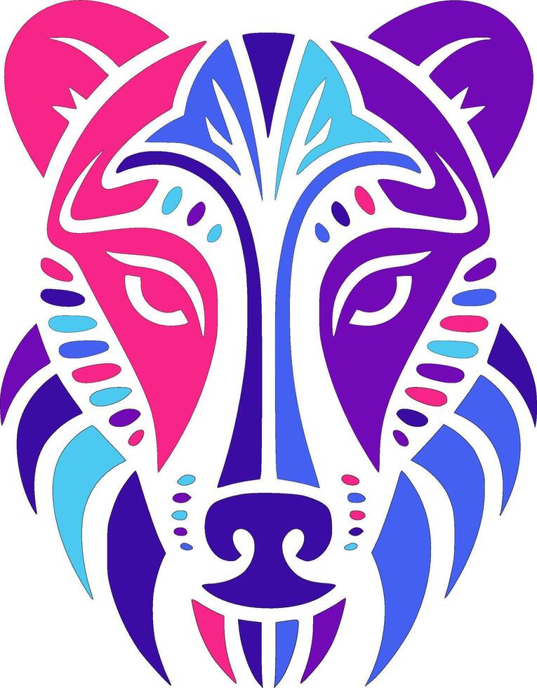 Sacred Stylized Tribal Coati Face Design vector