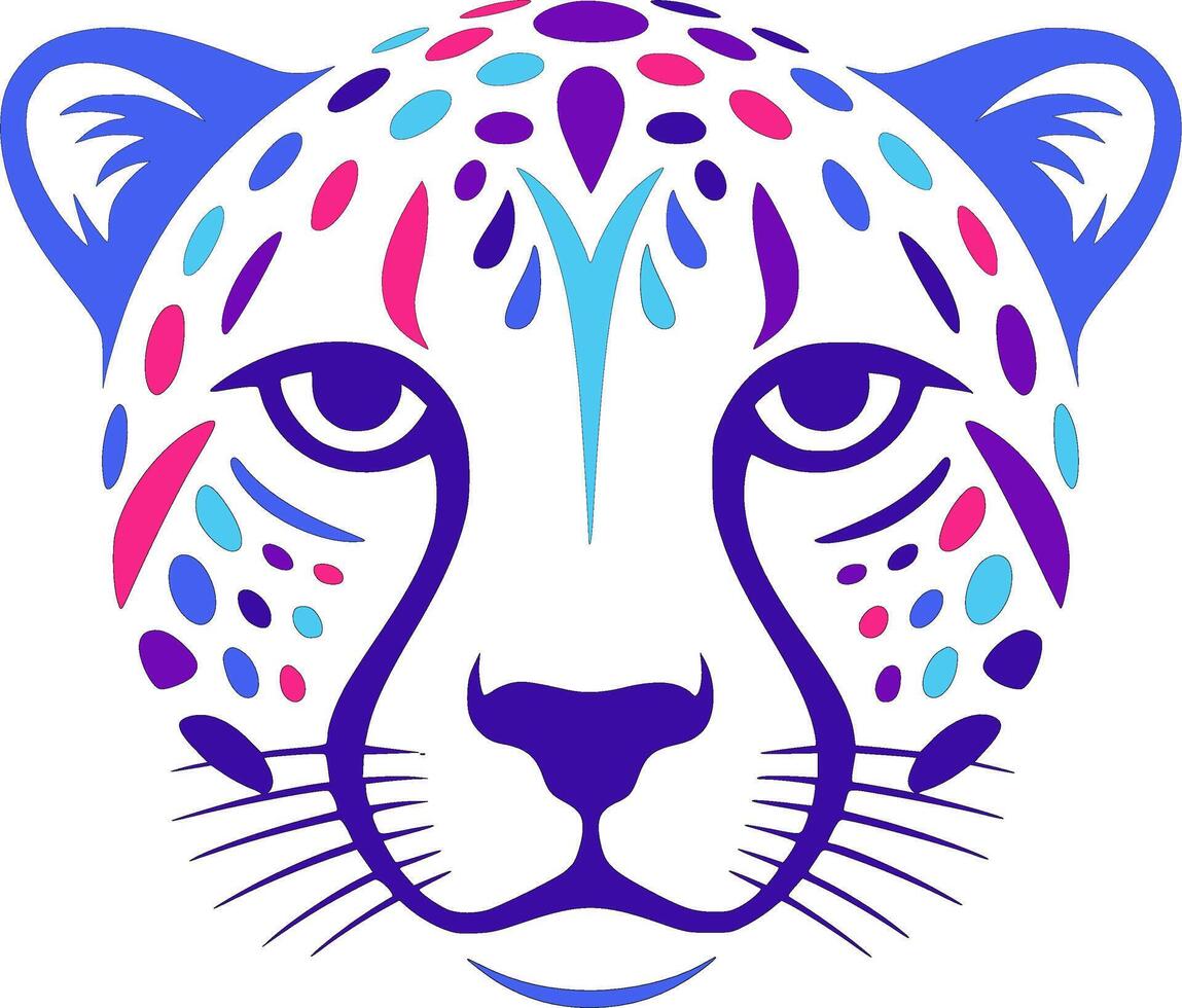 Abstract Cheetah Head Colorful Design vector