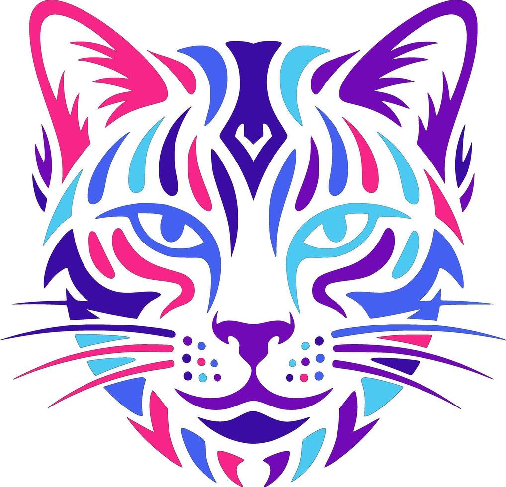 Tribal Jungle Cat Face Design vector