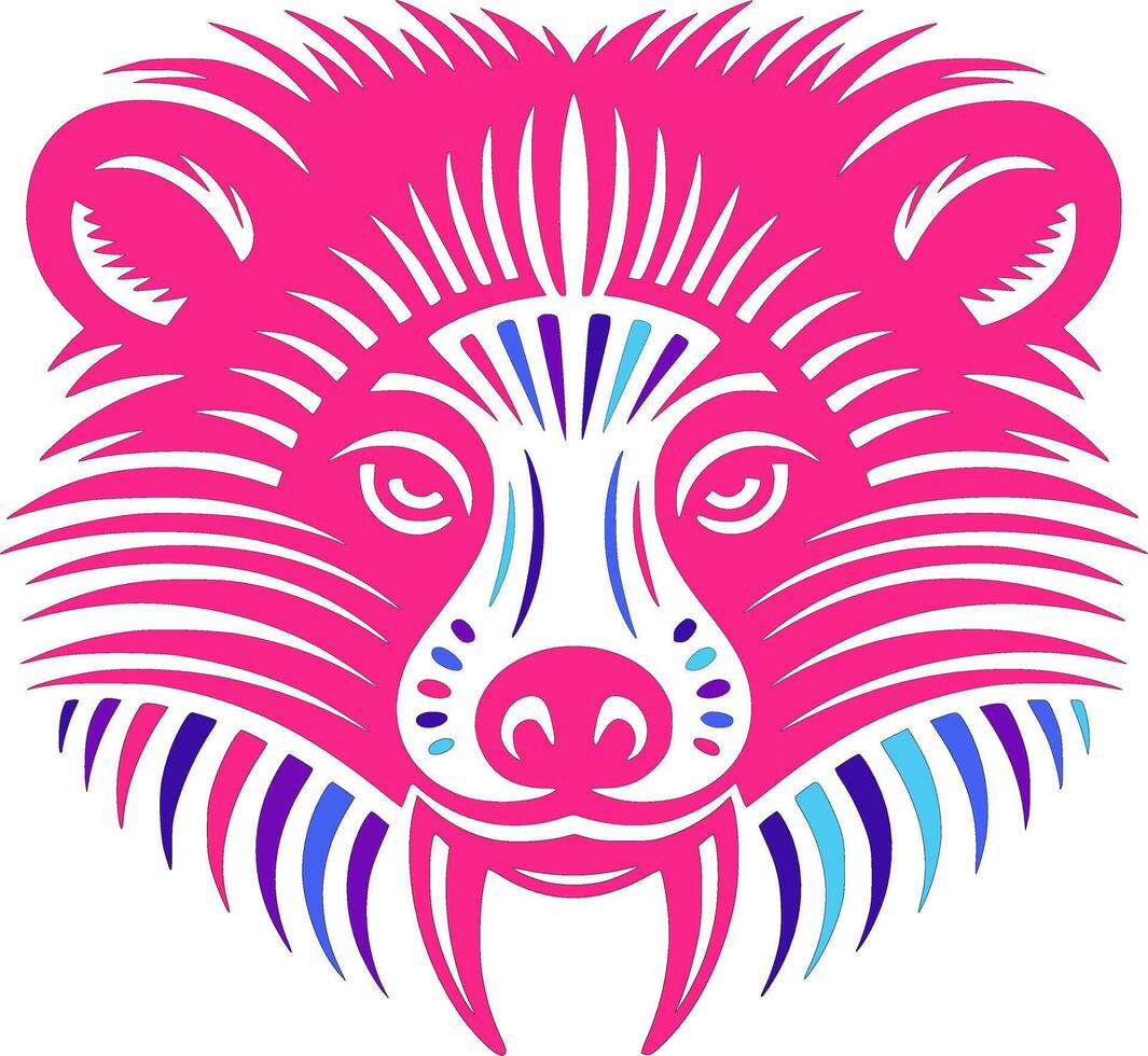 Decorated Stylized Tribal Binturong Face Design vector