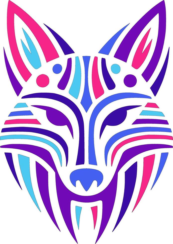 Ancient Stylized Tribal Jackal Face Design vector