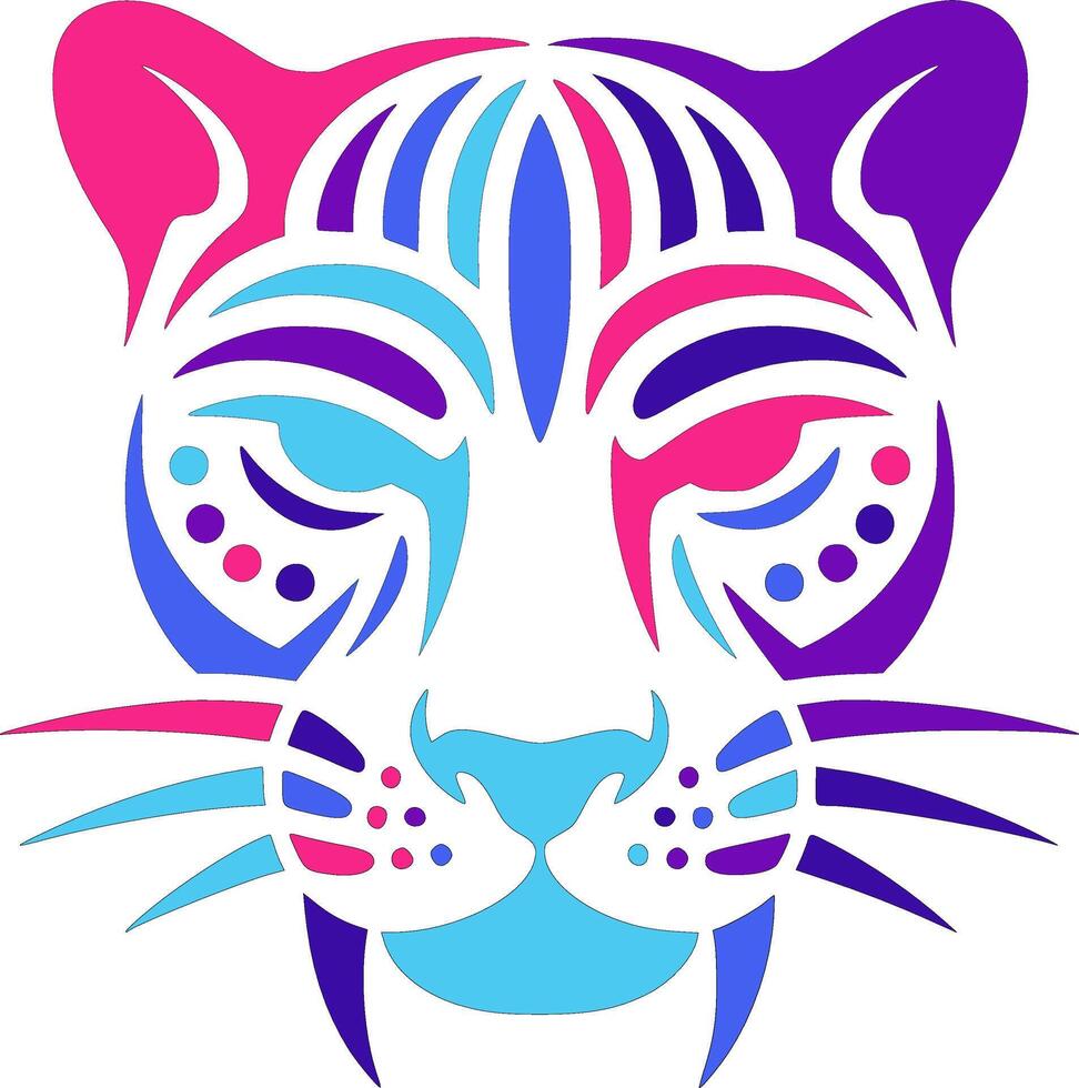Neon Panther Head Tribal Art Design vector