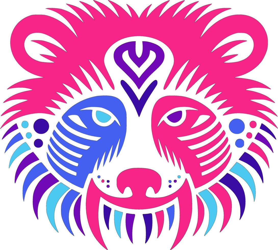 Sacred Stylized Tribal Binturong Face Design vector