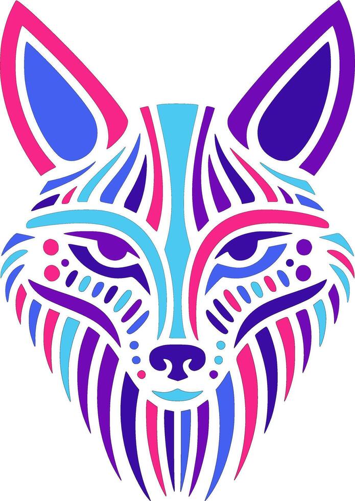Iconic Stylized Tribal Jackal Face Design vector