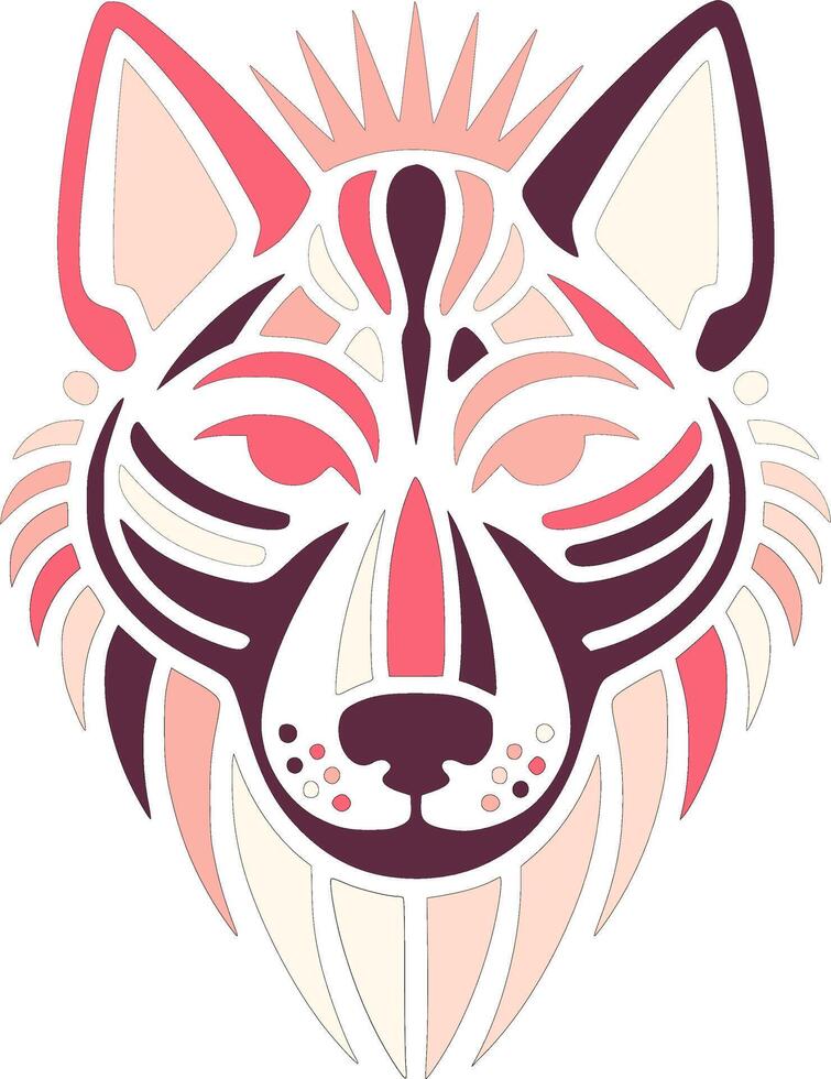 Ancient Stylized Tribal Dingoe Face Design vector