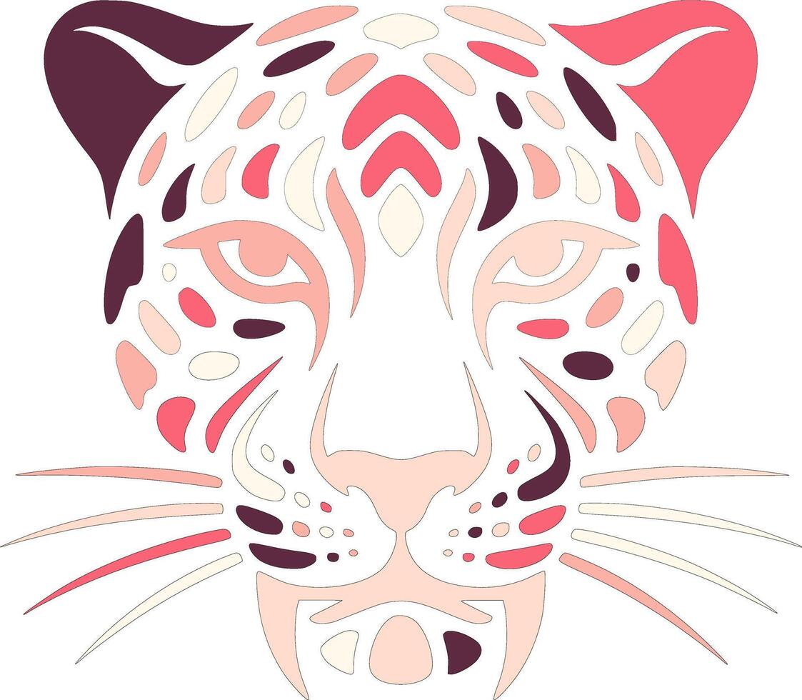 Abstract Pink Jaguar Head Design vector