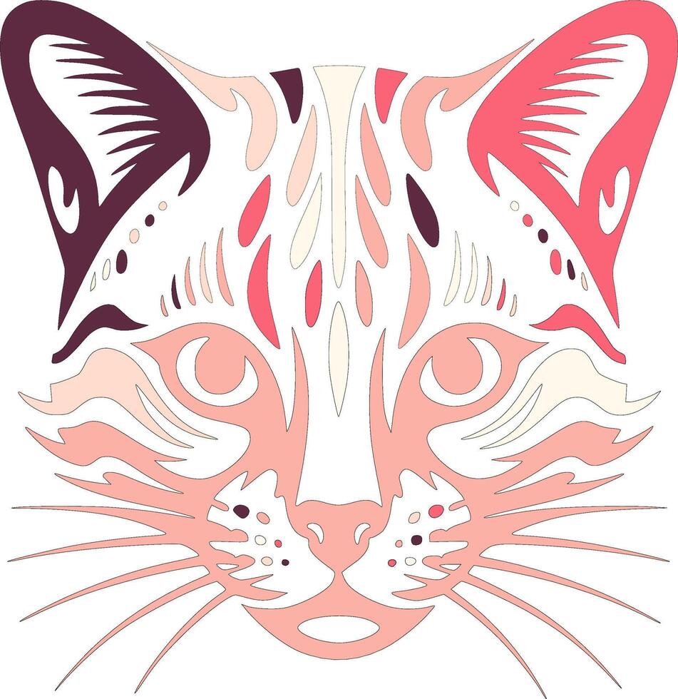 Ancient Stylized Tribal Margay Face Design vector