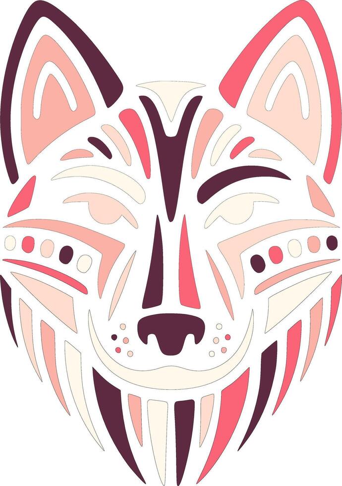Mystical Stylized Tribal Dingoe Face Design vector