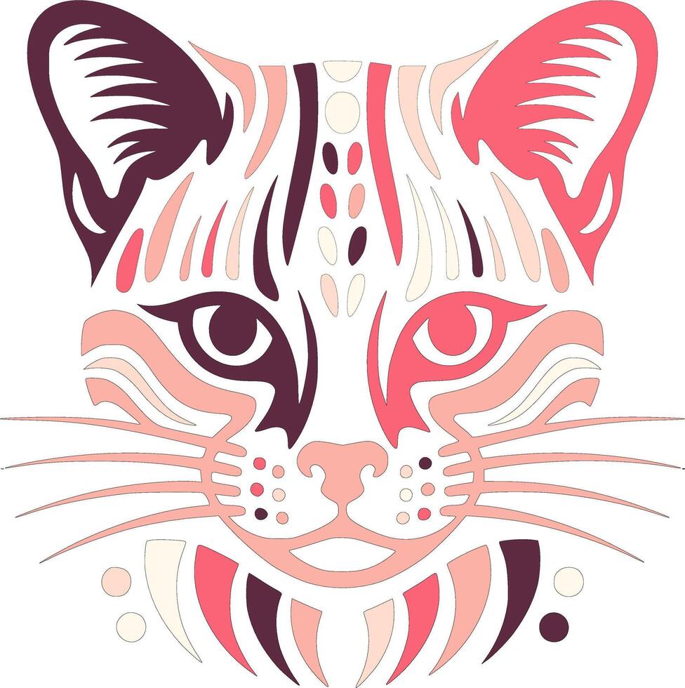 Iconic Stylized Tribal Margay Face Design vector