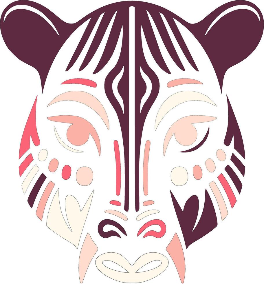 Decorated Tribal Malayan Tapir Face Design vector