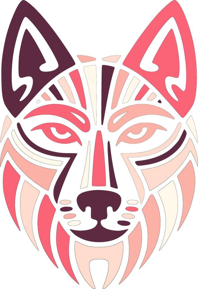 Iconic Stylized Tribal Dingoe Face Design vector