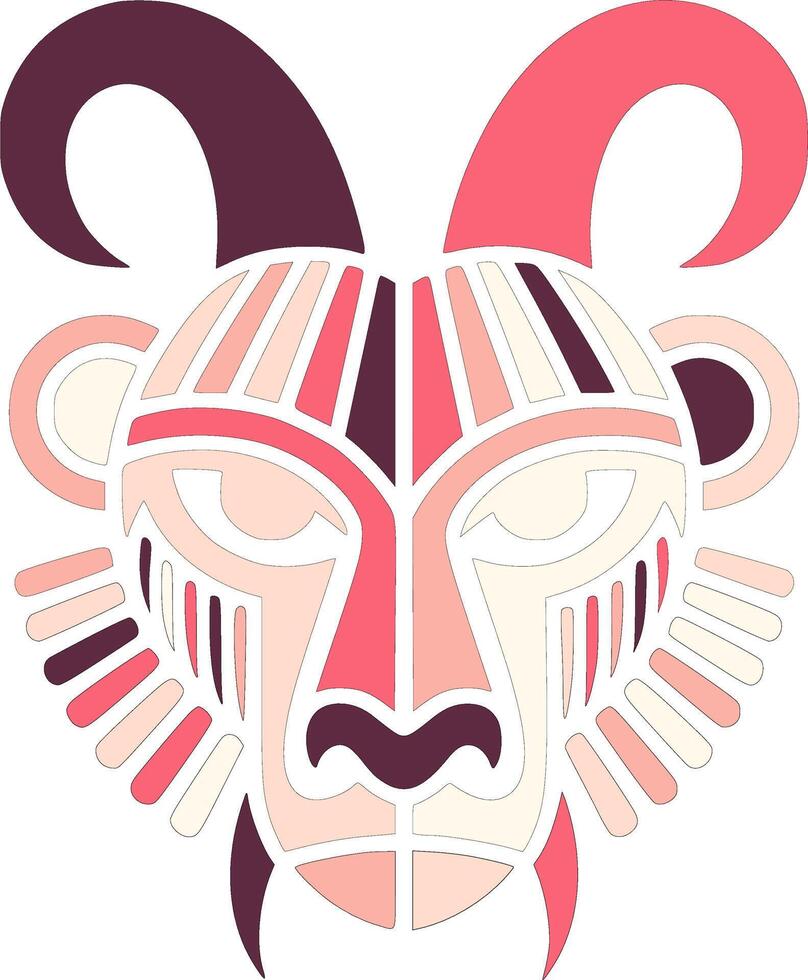 Ancient Stylized Tribal Urial Face Design vector