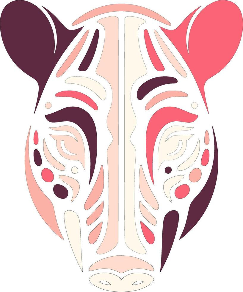 Fierce Tribal Malayan Tapir Face Design vector