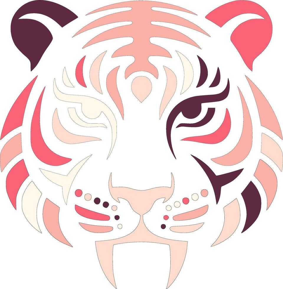 Pink Abstract Tiger Head Design vector