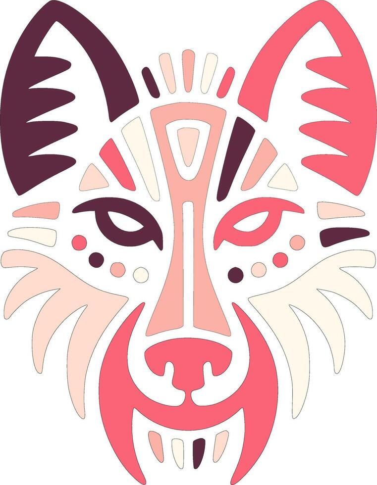 Iconic Tribal Wild Dog Face Design vector