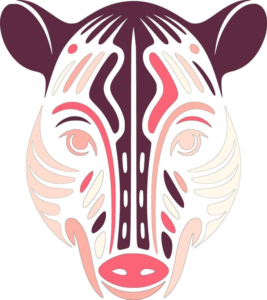 Sacred Tribal Malayan Tapir Face Design vector