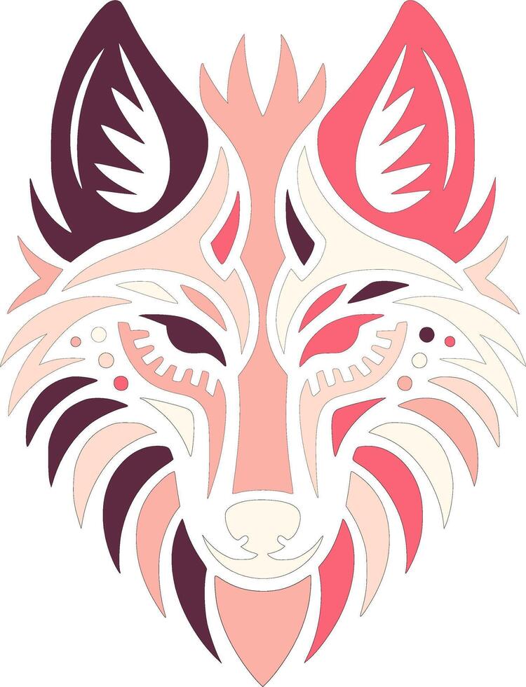 Tribal Maned Wolf Face Design vector