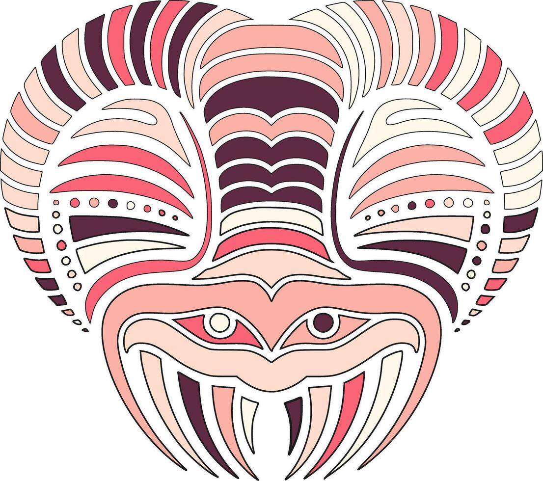 Fierce Tribal Banded Krait Face Design vector