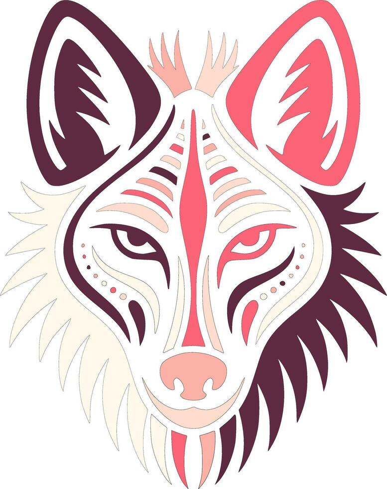 Ancient Tribal Maned Wolf Face Design vector