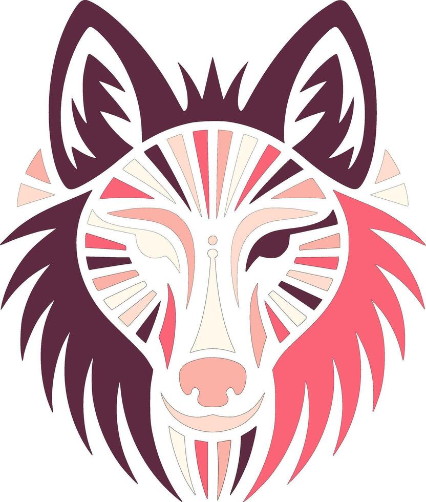 Mystical Tribal Maned Wolf Face Design vector