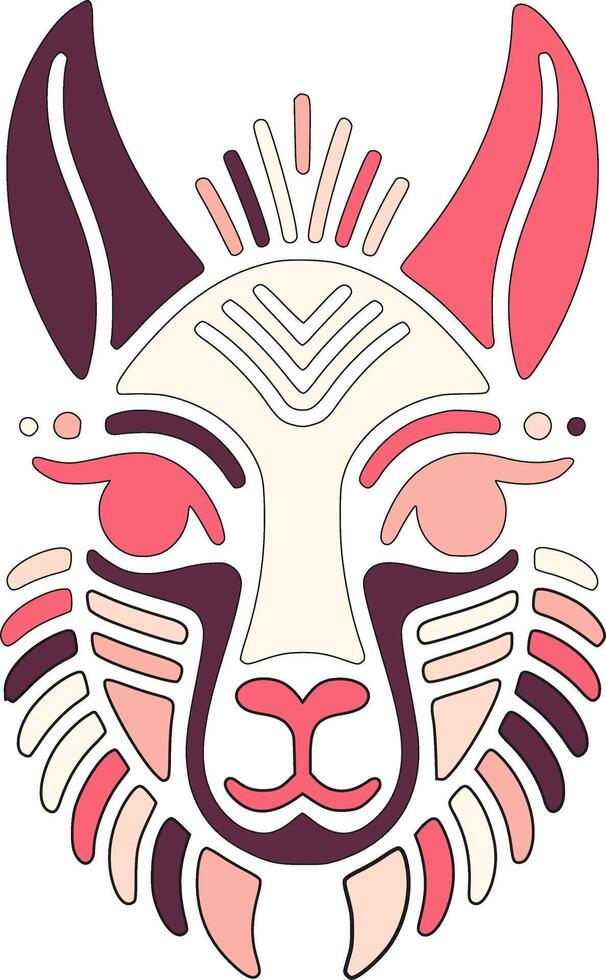 Stylized Tribal Vicuna Face Design vector
