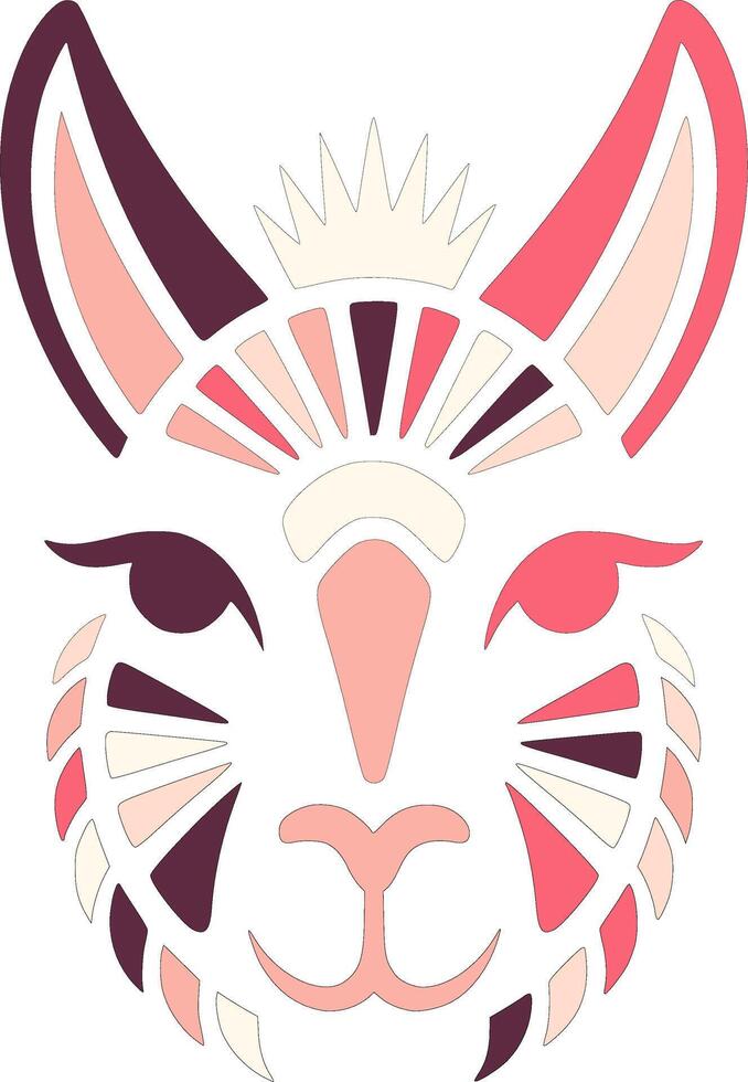 Ancient Stylized Tribal Vicuna Face Design vector
