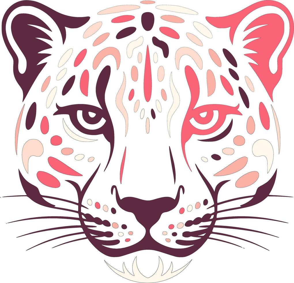 Ancient Tribal Snow Leopard Face Design vector