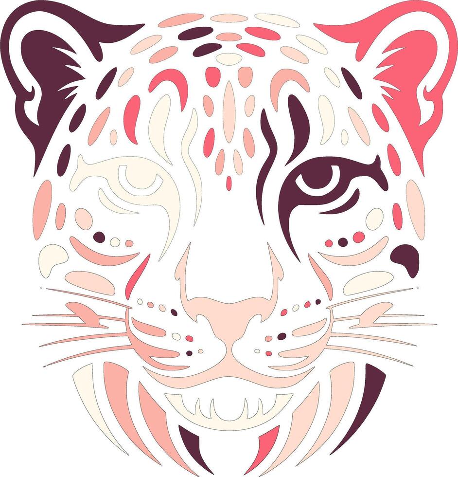 Mystical Tribal Snow Leopard Face Design vector