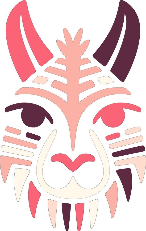 Mystical Stylized Tribal Vicuna Face Design vector