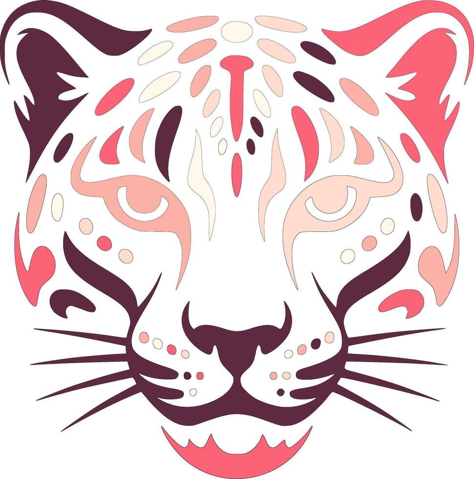 Iconic Tribal Snow Leopard Face Design vector