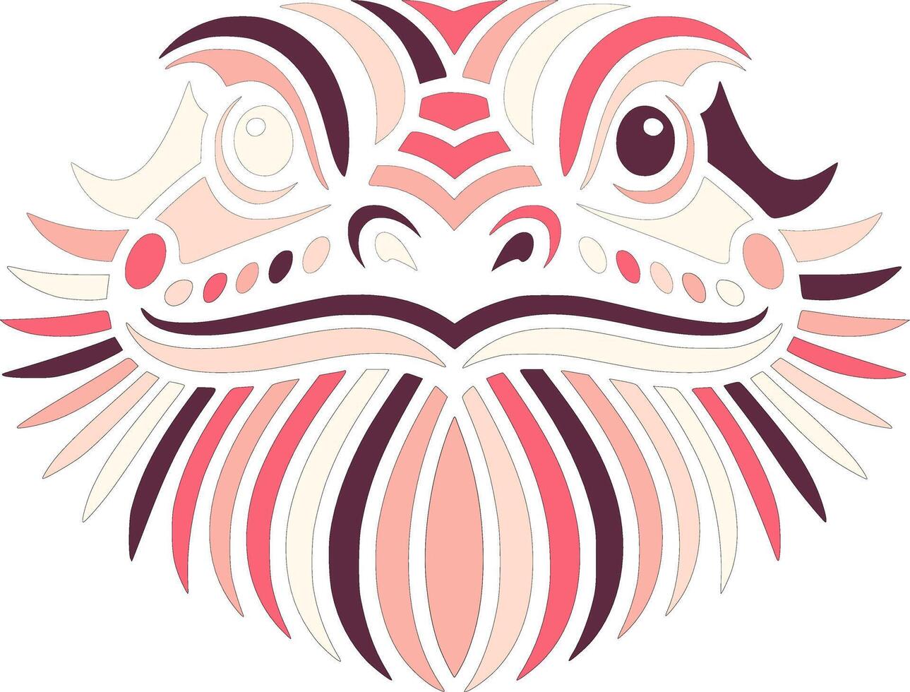 Mystical Tribal Bearded Dragon Face Design vector