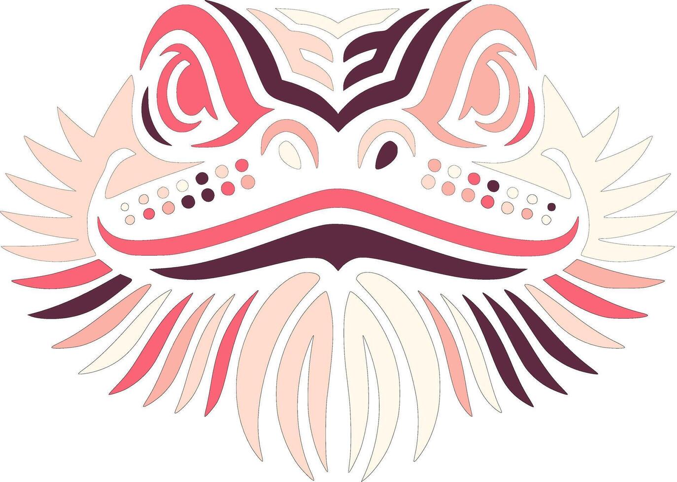 Iconic Tribal Bearded Dragon Face Design vector