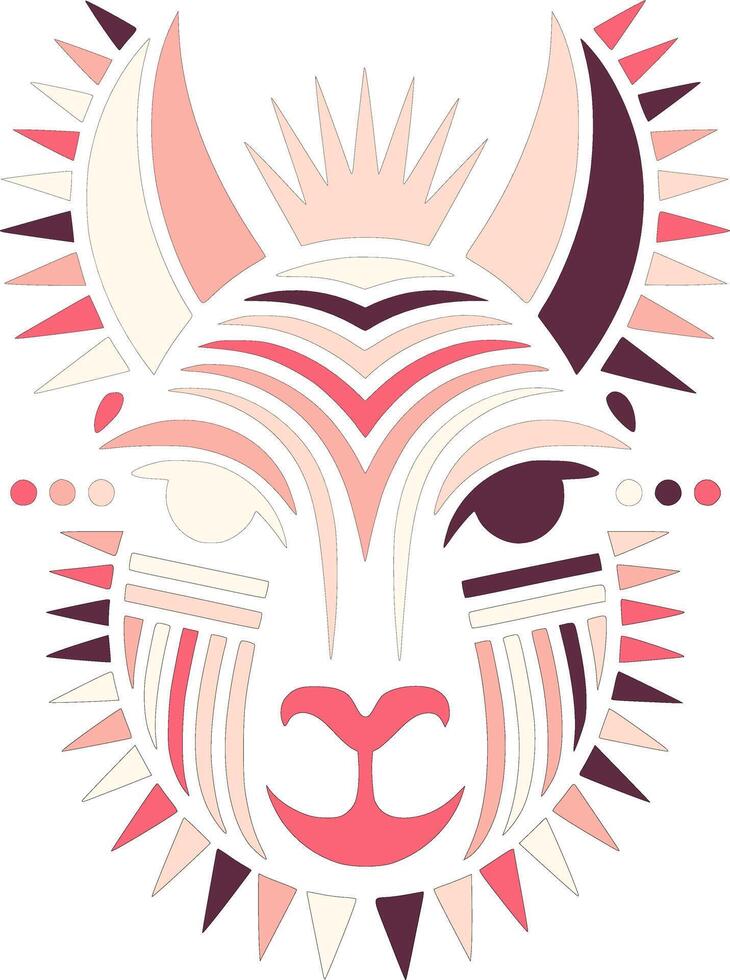 Iconic Stylized Tribal Vicuna Face Design vector