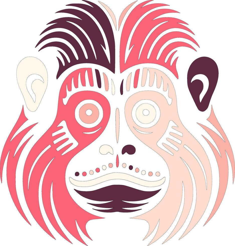 Detailed Tribal Cottontop Tamarin Face Design vector